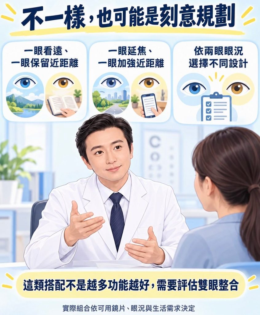 兩眼人工水晶體一定要選一樣嗎? 不一樣可能是故意規劃