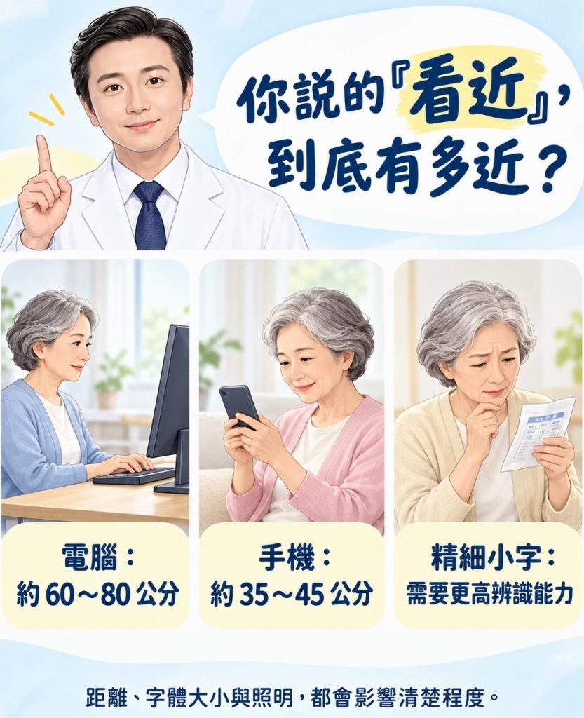選了延伸焦段人工水晶體,為什麼看小字還是需要老花眼鏡? 你說的近有多近