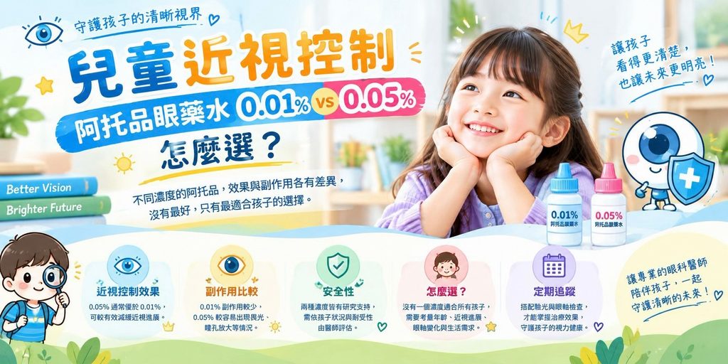 兒童近視控制:0.01% 與 0.05% 阿托品怎麼選? 兒童近視控制藥水怎麼選