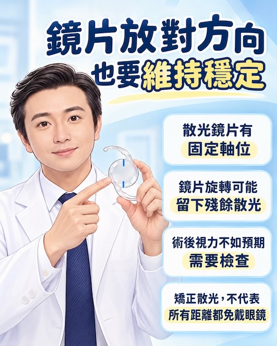有散光,一定要選散光矯正型人工水晶體嗎? 散光鏡片方向要放對