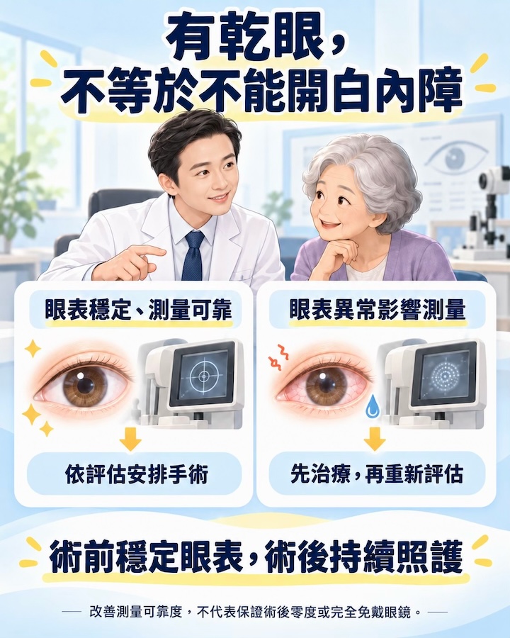 白內障手術前,為什麼要先處理乾眼? 有乾眼不代表不能手術