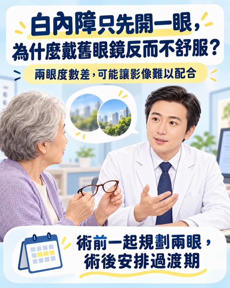 白內障只先開一眼，為什麼戴舊眼鏡反而不舒服？