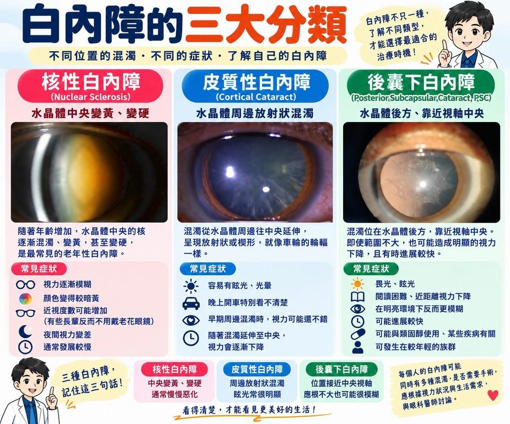 白內障不只一種!認識白內障的三大分類 白內障的三大類
