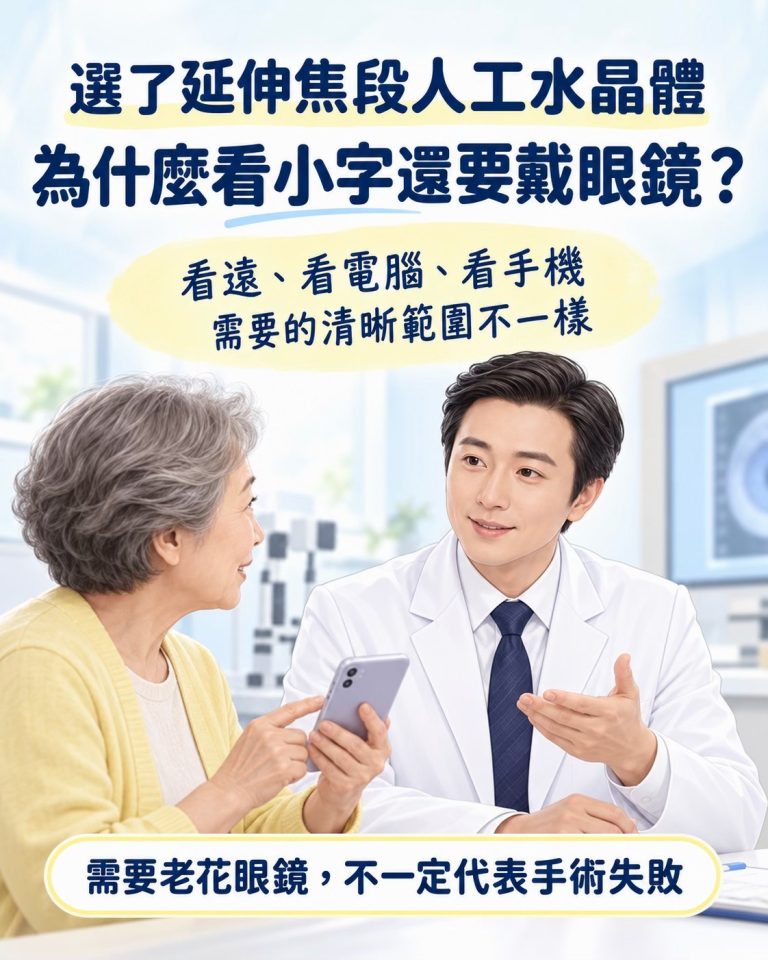 選了延伸焦段人工水晶體，為什麼看小字還是需要老花眼鏡？
