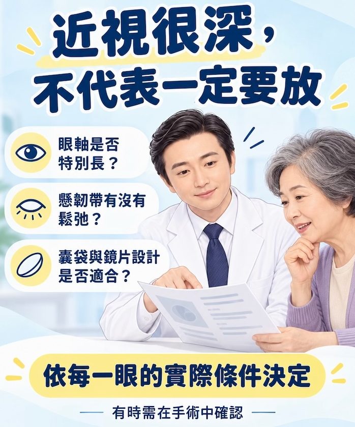 高度近視做白內障手術,為什麼有時需要放囊袋張力環? 近視很深不代表一定要放